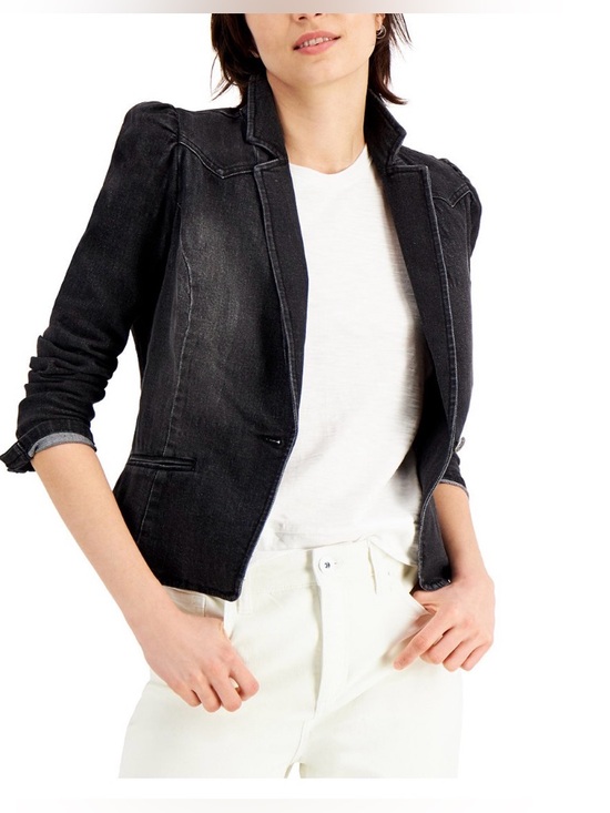 INC International Concepts Jackets & Blazers - INC Black Cropped Denim Blazer-Size XS-NWT